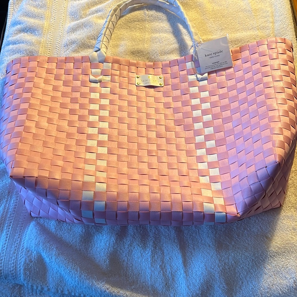 Kate Spade tote. NWT. Pink/white. Super cute!